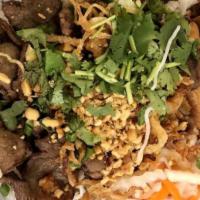 B7 Bun Thit Nuong Cha Gio · Vermicelli noodles with sliced grilled marinated pork & crispy egg rolls.