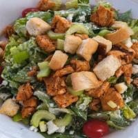 Buffalo Chicken Salad · Grilled chicken, choice of wing sauce, Romaine lettuce, crumbled bleu cheese, tomato, celery...