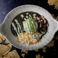 Burrito Bowl · Black Beans, Avocado, Pico de Gallo, Three Cheese Blend, Cilantro-Lime Crema