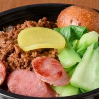 Braised Minced Pork & Taiwanese Sausage Rice Bowl · Braised Minced Porks & Taiwanese Sausage Rice Bowl ...Served with rice and Vegetable & Egg

...