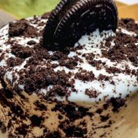 Oreo Cheese · Topped with Oreos, cheese foam, and Oreo crumble dust.