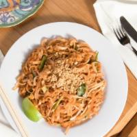 Chicken Or Fried Tofu Pad Thai Noodles · Spicy. Rice noodles stir-fried with carrot, bean sprouts, egg, onions and scallions then top...