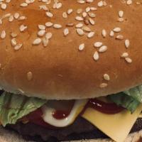 Cheeseburger · Lettuce, Tomatoes, Onions, Pickles, Mustard, Mayo & Ketchup
