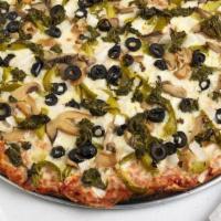 Veggie Pizza · MUSHROOMS-GREEN PEPPERS-ONIONS-BLACK OLIVES-2L DRINK