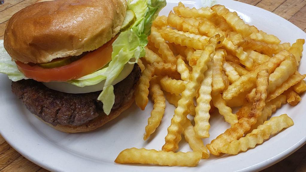 Uncle Ray'S Classic Burger · Juicy 1/2 lb ground beef served to your liking with chips.
