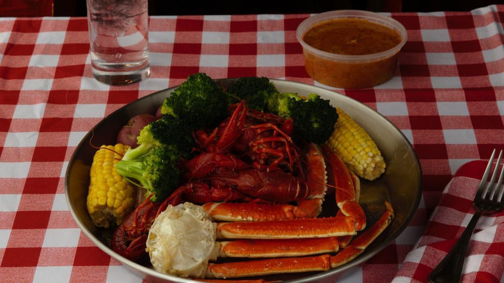 Pick 3 · Limit one per item. Up to three items for seafood. Comes with three corns, three potatoes.