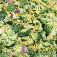 Broccoli Salad · Broccoli, ranch, sunflower seeds, onion, salt and pepper, Cheddar cheese.