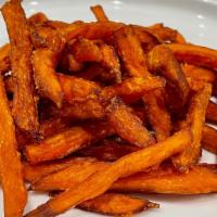 Sweet Potato Fries · Sweet potato fries, Smokeheads Texas Mop BBQ Sauce.