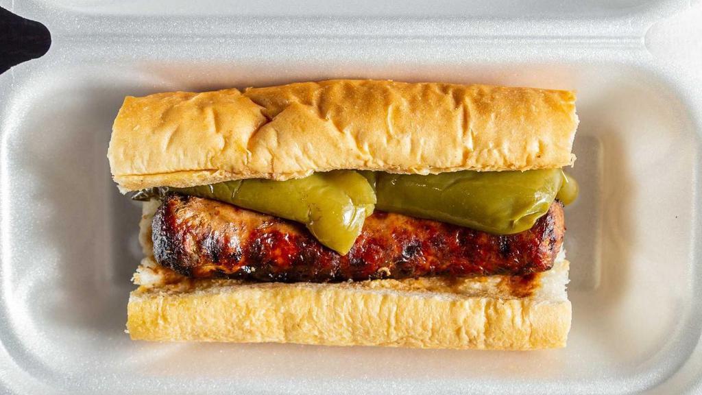 Italian Sausage · Char-grilled Italian sausage served on freshly baked French bread.