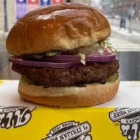 Impossible Burger · 1/4 lb char-grilled impossible burger topped with mayo, ketchup, lettuce, tomato, red onion,...