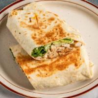 Greek Chicken Wrap · Grilled chicken, feta cheese, tomatoes, cucumbers, pepperoncini, and romaine with Geek dress...