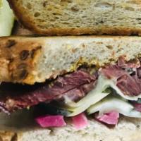 Pastrami On Rye · Oak wood smoked pastrami topped with melted Havarti, tiger sauce. whole grain mustard, homem...