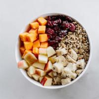 Adventure Bowl · Brown rice, roasted chicken, apples, local heritage Colby, craisins, sunflower seeds, olive ...