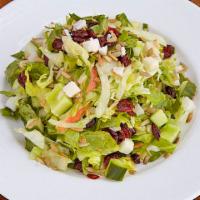 Small-Orchard Salad · Sunflower seeds, jicama, cucumber, apple, pear, dried cranberries, and green goddess dressing.