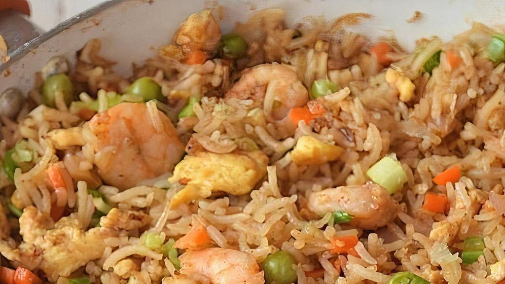 Shrimp Fried Rice · Fried Shrimp, Basmati Rice, Yak N Yeti Special Masala