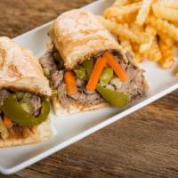 Italian Beef · 0 - 610 Cal. Sliced thin and piled high on Italian bread. Served with french fries (640 cal)...