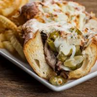 The Chief · 0 - 790 Cal. Our delicious Italian beef on Italian bread, with melted mozzarella cheese on t...