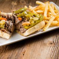 Combo · 0 - 1110 Cal. Italian sausage link and beef on Italian bread with sweet peppers.