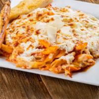 Three Cheese Baked Penne  · 0 - 1400 Cal. A hearty pasta dish smothered in our homemade marinara sauce then baked with r...