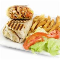 Buffalo Wrap · Spicy buffalo chicken breast, Bleu cheese, lettuce and tomatoes served with ranch dressing o...