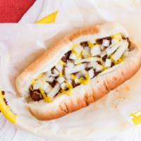 Detroit Coney Dog · Angus Beef Dog + Chili, Mustard & Onions.  Voted Best Coney Dog 2018 & 2020!