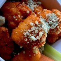 Buffalo Chicken Bites · Gluten free breaded white meat chicken (only gluten free with out sauce) Buffalo sauce, crum...