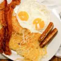 House Breakfast · Two eggs, cooked any style, served with your choice of Dearborn ham, hardwood-smoked bacon o...