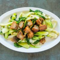 Baby Bok Choy Stir Fry · Gluten-free. Fresh greens from the garden tossed in a wok with crispy pork belly or your cho...