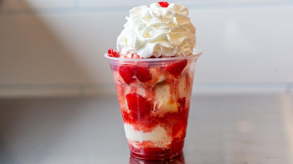 Strawberry Shortcake Sundae · Vanilla frozen custard, shortcake, and strawberries.