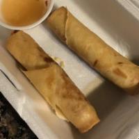 Spring Roll (2 Pieces) · Cabbage, carrot, celery, and bean thread noodle wrapped in crispy spring roll shell served w...