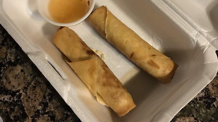 Spring Roll (2 Pieces) · Cabbage, carrot, celery, and bean thread noodle wrapped in crispy spring roll shell served with plum sauce.