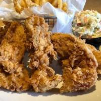 Crispy Chicken Tenders · Served with your choice of dipping sauce. Honey dijon, BBQ, ranch or Drizzled Buffalo Sauce