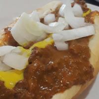 Coney Special · Coney dog topped with ground beef, chili, mustard & onions
