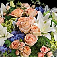 Intoxicating Beauty Bouquet · Intoxicating in its natural beauty, this wildly chic bouquet of pale peach roses and midnigh...