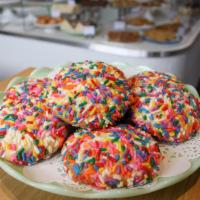 Sprinkle Spritz Cookie · Buttery, chewy, delicious and fun! A classic sugar cookie loaded with rainbow sprinkles.