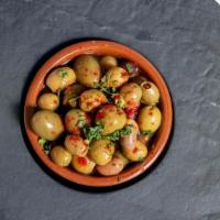 Aceitunas Marinadas · Gluten-free. Vegan. Marinated Spanish olives.