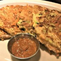 Amitabul Original Pancakes · Delicious rice flour  and vegetable pancake patties. Served with plum and spicy miso sauces....