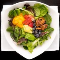 Berry Poppy Seed · Arcadian salad blend, strawberries, blueberries, pineapples, mandarin oranges, pecans, poppy...