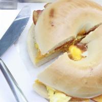 Breakfast Bagel · Asiago Bagel + Bacon + Egg + Cheese