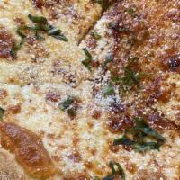 Bianco Apizza (16” - Large) · EVOO, mozzarella, parmesan, roasted garlic, rosemary, basil, crushed red pepper.