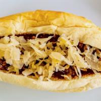 Kraut Dog · Mustard, chili, kraut. Add cheese for an additional charge.