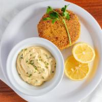 Salmon Croqueties · Two meats and two sides.
