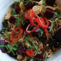 Brussels Sprouts · fried brussels sprouts / yuzu miso vinaigrette / beets / mint / fried shallots / pickled fre...