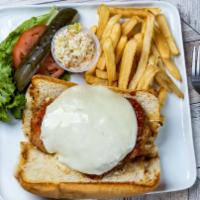 Italian Chicken  Parmesan Sandwich · Chicken topped with Mozzarella Cheese & Spaghetti Sauce on French Bread