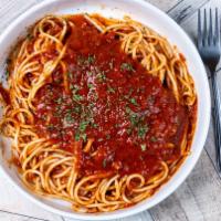 Homemade Sauce & Pasta · Your choice of Spaghetti, Mostaccioli OR Fettuccine Noodles and Choice of Spaghetti OR Marin...