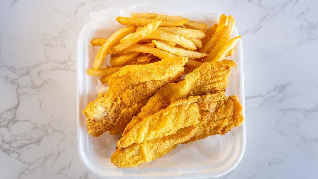 Catfish Fillet Dinner · 3 pieces. Served with fries & bread.