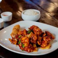 Spicy Orange Chicken · Spicy. Chunks of chicken fried and sautéed with orange peels, bamboo shoots, green onions in...