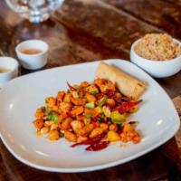 Hot Pepper Chicken · Spicy. Diced chicken stir-fried with carrots, celery, peanuts, in red hot sauce. 380 Cal.