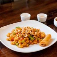 Cashew Shrimp · Shrimp sauteed with cashew nuts, water chestnuts, bamboo shoots, and green peppers in brown ...