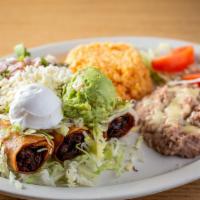 2 Flautas & 1 Taco · Flauta meat choice: shredded beef or chicken. 

Taco meat choice: steak, chicken, shredded b...